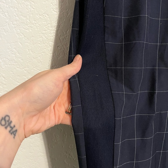 Athleta Brooklyn Textured Ankle Pant Navy Blue Windowpane 12 - Picture 7 of 9